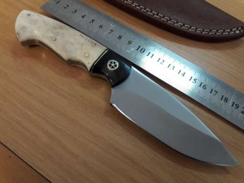 HANDMADE 420 J2 Stainless Steel Hunting knife with CAMEL BONE and BULL HORN handle