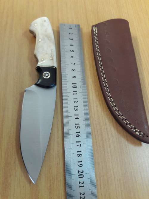 HANDMADE 420 J2 Stainless Steel Hunting knife with CAMEL BONE and BULL HORN handle