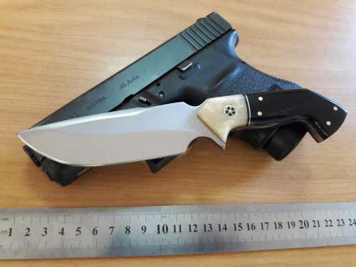 HANDMADE 420 J2 Stainless Steel Hunting knife with CAMEL BONE and BULL HORN handle