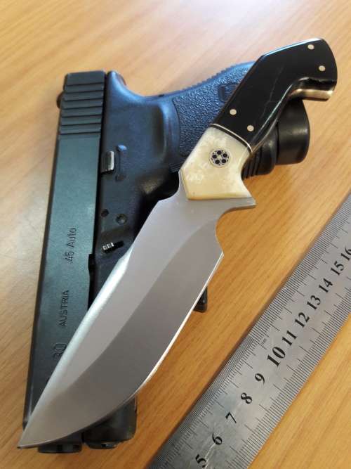 HANDMADE 420 J2 Stainless Steel Hunting knife with CAMEL BONE and BULL HORN handle