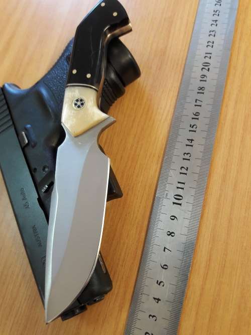 HANDMADE 420 J2 Stainless Steel Hunting knife with CAMEL BONE and BULL HORN handle