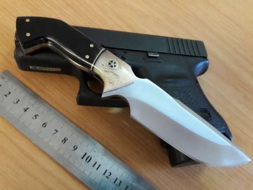 HANDMADE 420 J2 Stainless Steel Hunting knife with CAMEL BONE and BULL HORN handle