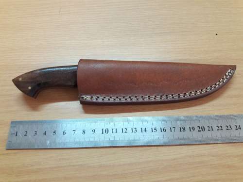 Handmade DAMASCUS Steel Knife, Bull Horn and Wooden handle. BRAND NEW DESIGN !