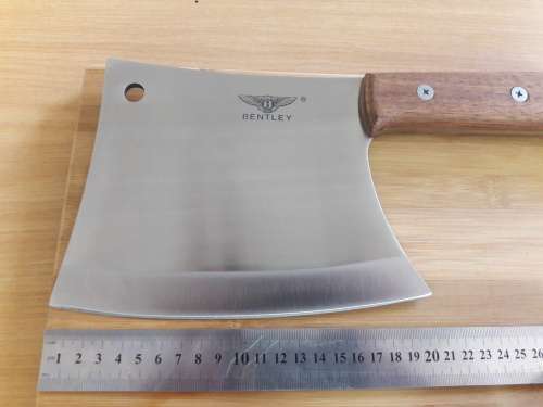 Meat Cleaver Bentley, Stainless Steel, Durable and made with one piece steel blade and WOODEN handle