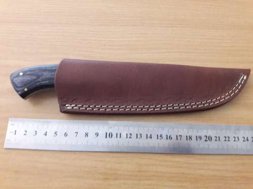 Handmade DAMASCUS Steel Knife, Bull horn and Wooden handle scales. NEW DESIGN !!!!!