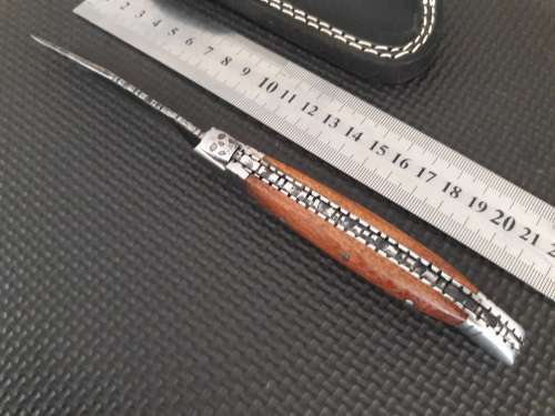 HANDMADE Black Ops, 1095 HIGH Carbon High quality steel folding knife with WOODEN handle scales.