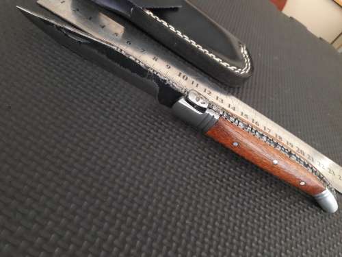 HANDMADE Black Ops, 1095 HIGH Carbon High quality steel folding knife with WOODEN handle scales.