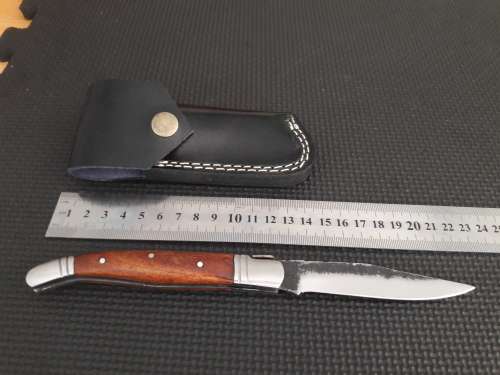 HANDMADE Black Ops, 1095 HIGH Carbon High quality steel folding knife with WOODEN handle scales.