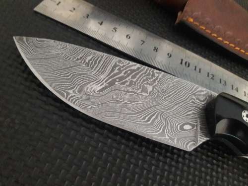 Handmade DAMASCUS Steel Hunting Knife, Bull horn and Camel Bone handle scales. NEW DESIGN !!!!!