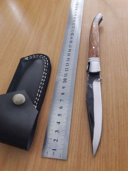 HANDMADE Black Ops, 1095 HIGH Carbon High quality steel folding knife with WOODEN handle scales.