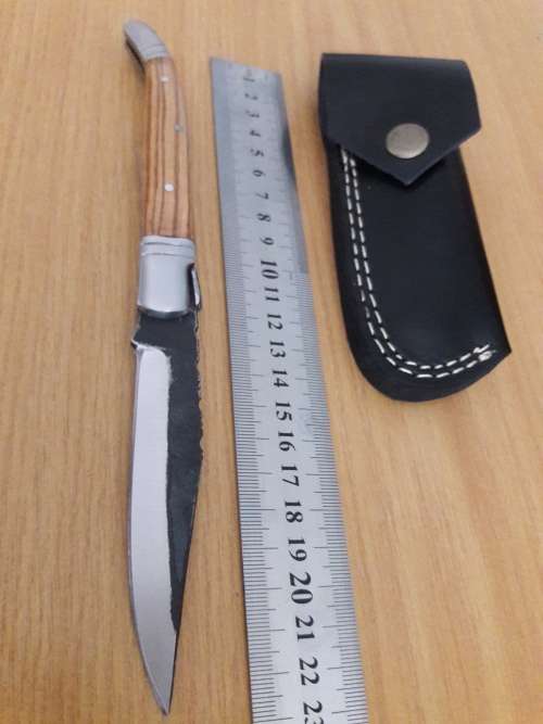 HANDMADE Black Ops, 1095 HIGH Carbon High quality steel folding knife with WOODEN handle scales.