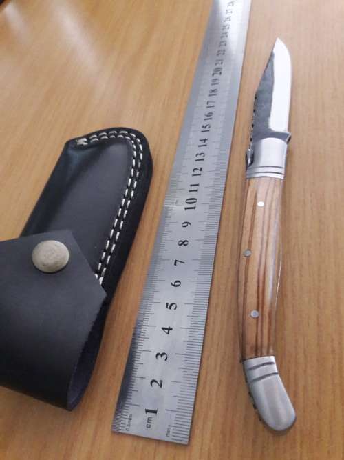 HANDMADE Black Ops, 1095 HIGH Carbon High quality steel folding knife with WOODEN handle scales.