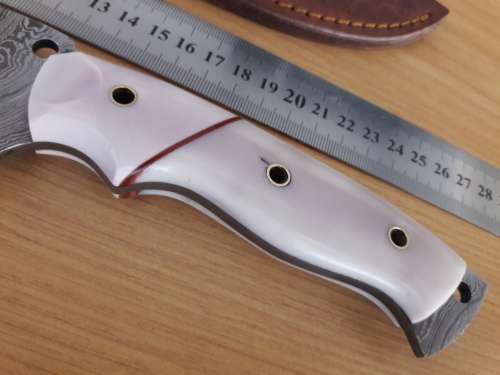 Handmade DAMASCUS Steel Hunting Knife, Camel Bone handle scales. FULL TANG !!!!!