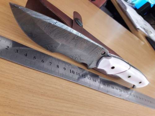 Handmade DAMASCUS Steel Hunting Knife, Camel Bone handle scales. FULL TANG !!!!!