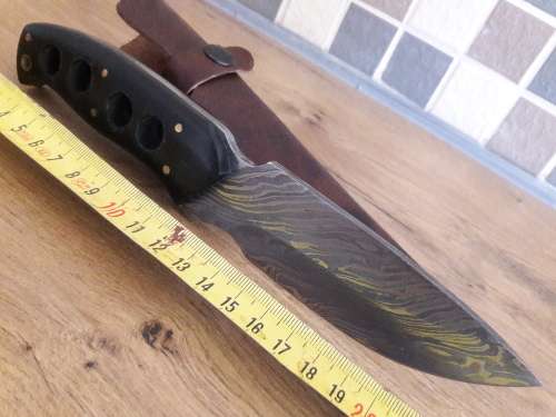 Handmade DAMASCUS Steel Hunting Knife,  MICARTA handle scales. NEW DESIGN !!!!!