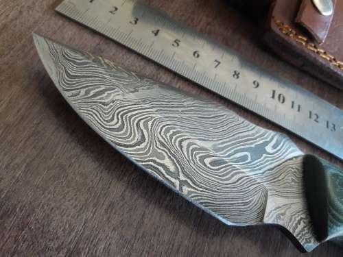 Handmade DAMASCUS Steel Hunting Knife, Micarta handle scales.  FULL TANG !!!!!