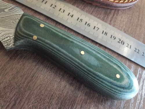Handmade DAMASCUS Steel Hunting Knife, Micarta handle scales.  FULL TANG !!!!!