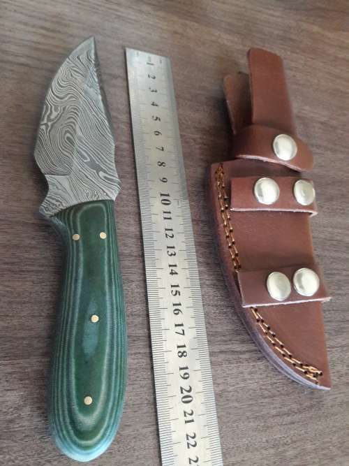 Handmade DAMASCUS Steel Hunting Knife, Micarta handle scales.  FULL TANG !!!!!