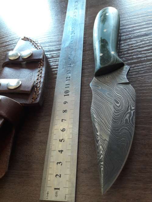 Handmade DAMASCUS Steel Hunting Knife, Micarta handle scales.  FULL TANG !!!!!