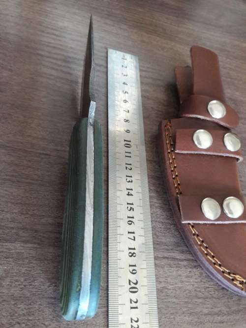 Handmade DAMASCUS Steel Hunting Knife, Micarta handle scales.  FULL TANG !!!!!