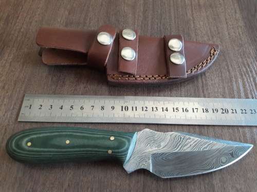 Handmade DAMASCUS Steel Hunting Knife, Micarta handle scales.  FULL TANG !!!!!