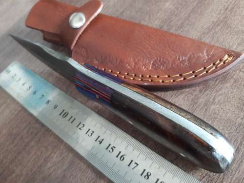 Handmade DAMASCUS Steel Hunting Knife with Wooden handle scales.FULL TANG !!!!!!