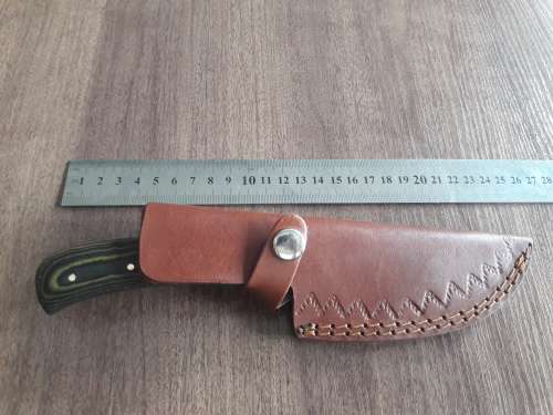 Handmade DAMASCUS Steel Hunting Knife, FULL TANG, with MICARTA handle scales.