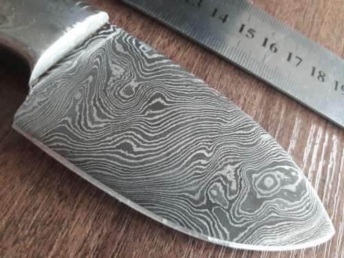 Handmade DAMASCUS Steel Hunting Knife, FULL TANG, Camel Bone handle w Damascus steel bolster
