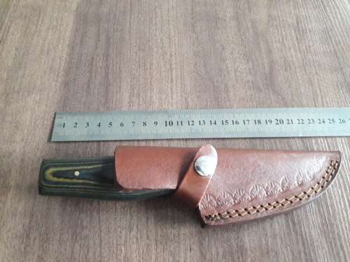 Handmade DAMASCUS Steel Hunting Knife, FULL TANG, with MICARTA handle scales.