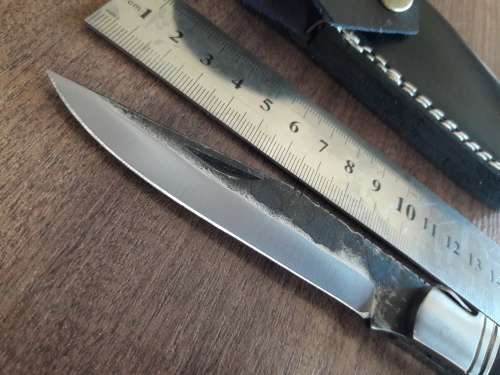 HANDMADE Black Ops, 1095 HIGH Carbon High quality steel folding knife with Bull Horn handle scales.