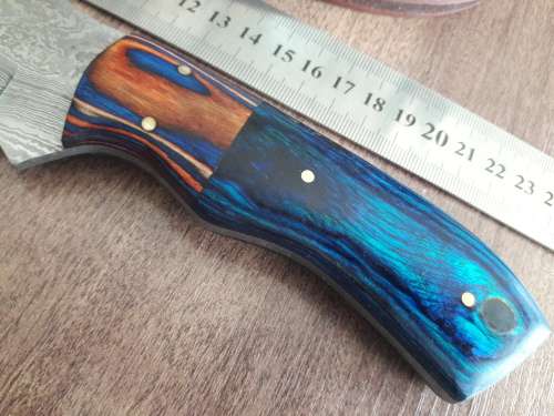 Handmade DAMASCUS Steel Hunting Knife with Wooden handle scales.FULL TANG !!!!!!