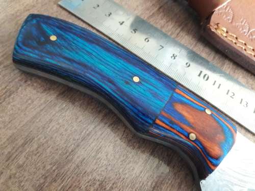 Handmade DAMASCUS Steel Hunting Knife with Wooden handle scales.FULL TANG !!!!!!