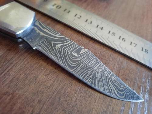 Handmade Damascus steel folding knife with MICARTA handle scales. GREAT GIFT !!!!