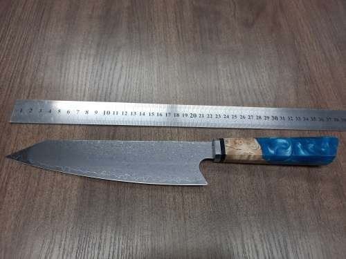 Damascus VG-10 Stainless Steel Japanese Chef's knife, Exotic Burl & Epoxy Resin handle, RAZOR SHARP,