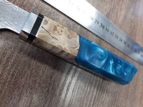 Damascus VG-10 Stainless Steel Japanese Chef's knife, Exotic Burl & Epoxy Resin handle, RAZOR SHARP,