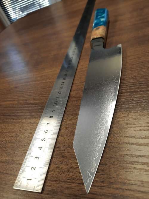 Damascus VG-10 Stainless Steel Japanese Chef's knife, Exotic Burl & Epoxy Resin handle, RAZOR SHARP,