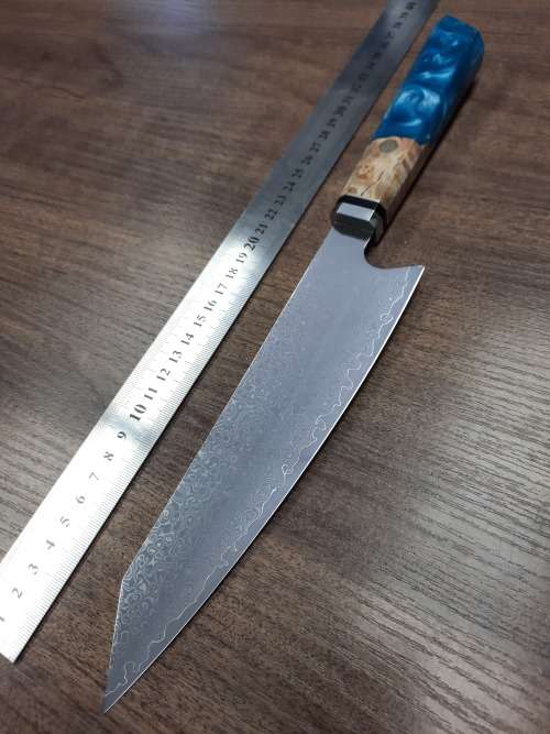 Damascus VG-10 Stainless Steel Japanese Chef's knife, Exotic Burl & Epoxy Resin handle, RAZOR SHARP,