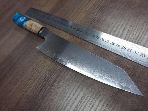 Damascus VG-10 Stainless Steel Japanese Chef's knife, Exotic Burl & Epoxy Resin handle, RAZOR SHARP,