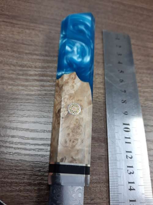 Damascus VG-10 Stainless Steel Japanese Chef's knife, Exotic Burl & Epoxy Resin handle, RAZOR SHARP,