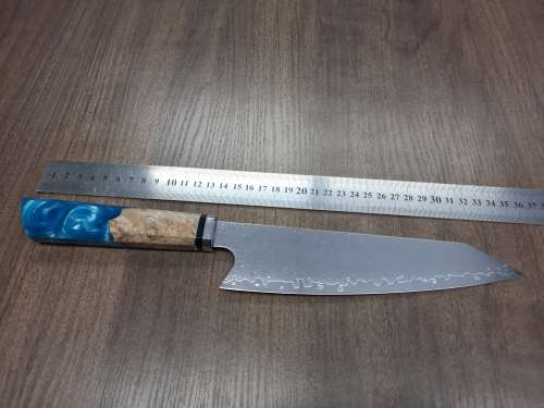 Damascus VG-10 Stainless Steel Japanese Chef's knife, Exotic Burl & Epoxy Resin handle, RAZOR SHARP,