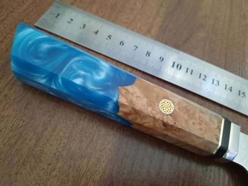 Damascus VG-10 Stainless Steel Japanese Chef's knife, Exotic Burl & Epoxy Resin handle, RAZOR SHARP,