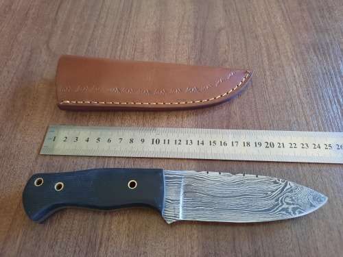 Handmade Damascus steel HUNTING  knife with MICARTA handle scales. LATE ENTRY !