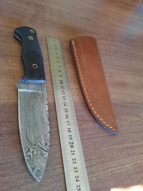 Handmade Damascus steel HUNTING  knife with MICARTA handle scales. LATE ENTRY !