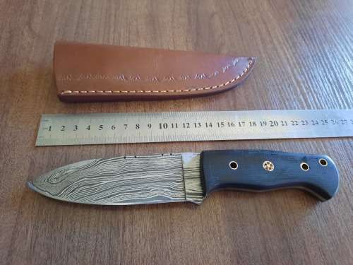 Handmade Damascus steel HUNTING  knife with MICARTA handle scales. LATE ENTRY !