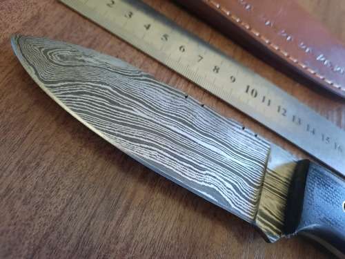 Handmade Damascus steel HUNTING  knife with MICARTA handle scales. LATE ENTRY !