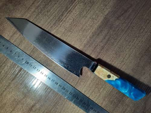 Damascus VG-10 Stainless Steel Japanese Chef's knife, Exotic Burl & Epoxy Resin handle, RAZOR SHARP,