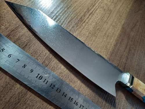 Damascus VG-10 Stainless Steel Japanese Chef's knife, Exotic Burl & Epoxy Resin handle, RAZOR SHARP,