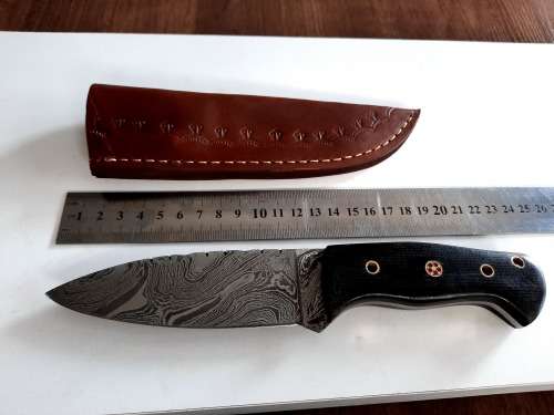 Handmade Damascus steel HUNTING  knife with MICARTA handle scales. NEW STOCK !!