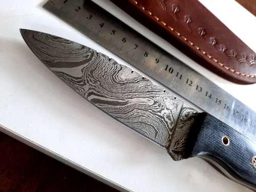 Handmade Damascus steel HUNTING  knife with MICARTA handle scales. NEW STOCK !!