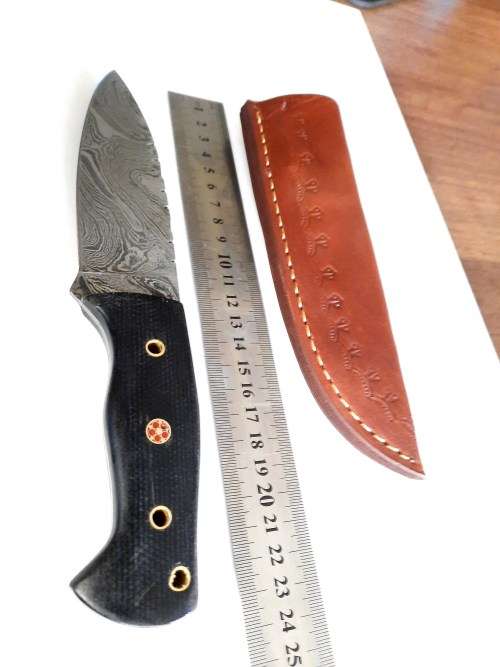 Handmade Damascus steel HUNTING  knife with MICARTA handle scales. NEW STOCK !!